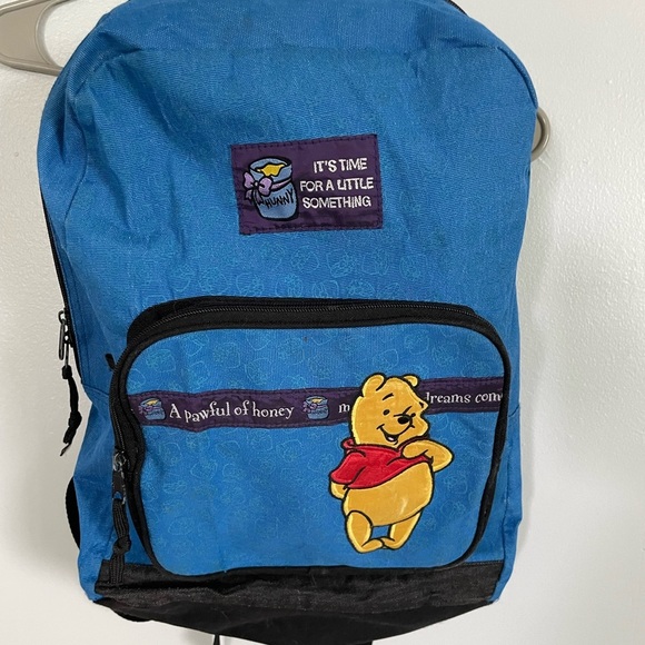 Winnie the Pooh Kids Backpack Vintage embroidered Disney Blue - Picture 1 of 9
